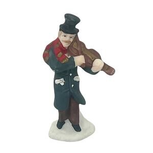 Vintage Christmas Village Violinist Man Violin Top Hat FIgurine 3" Tall - CL47
